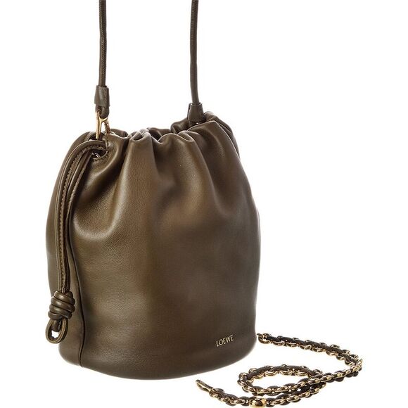 Loewe Flamenco Leather Bucket Bag, Green - Picture 3 of 4